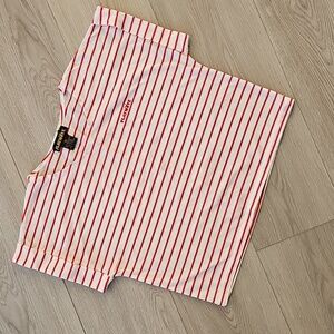 Y2K Playmate Red & White Striped Boxy Shortsleeve Tee Velour Playmate‎ Logo Med